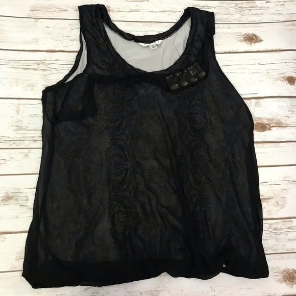 Cabi Style 155 Illusion Black Bubble Tank Top Bejewled size large - Picture 4 of 15